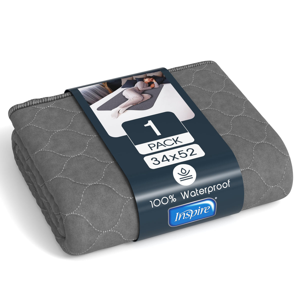 Inspire Underpads 34x52 coverage protects beds and furniture from spills.