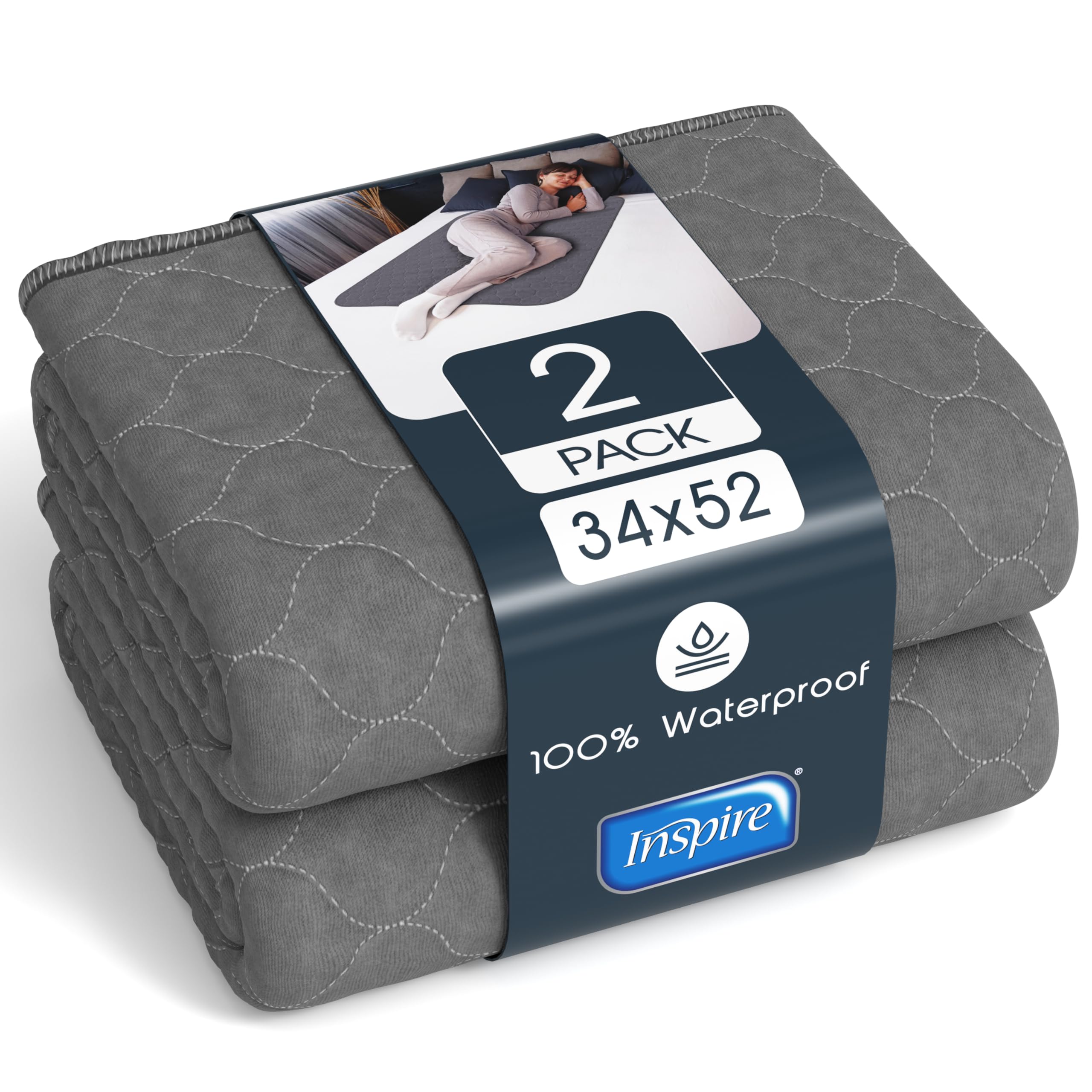 Inspire Underpads 34x52 large coverage protecting bed from leaks and stains
