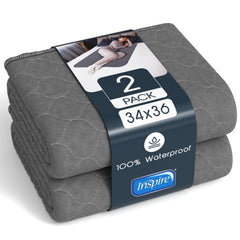 Inspire Underpads dark gray stain-hiding fabric protects beds and linens.