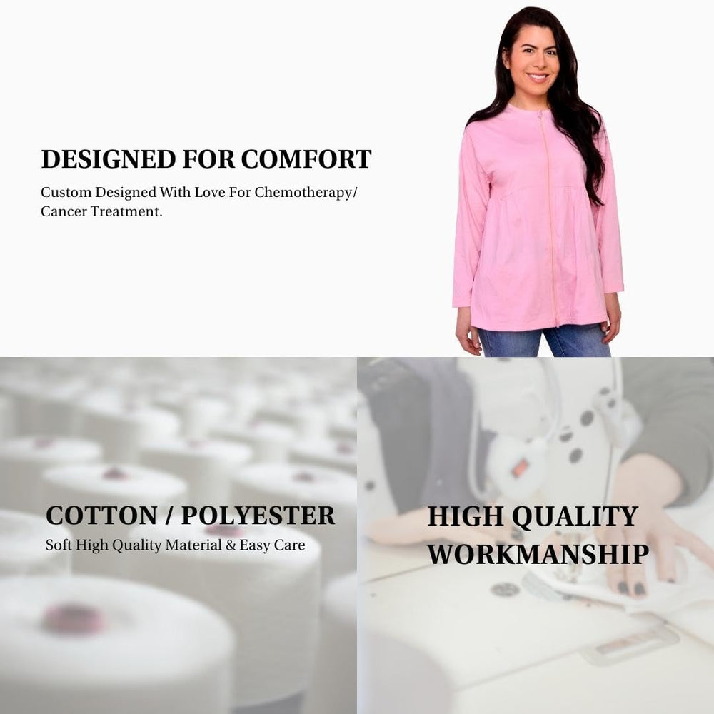 Inspired Comforts Pink tone shirt adds soft color to recovery wardrobe.