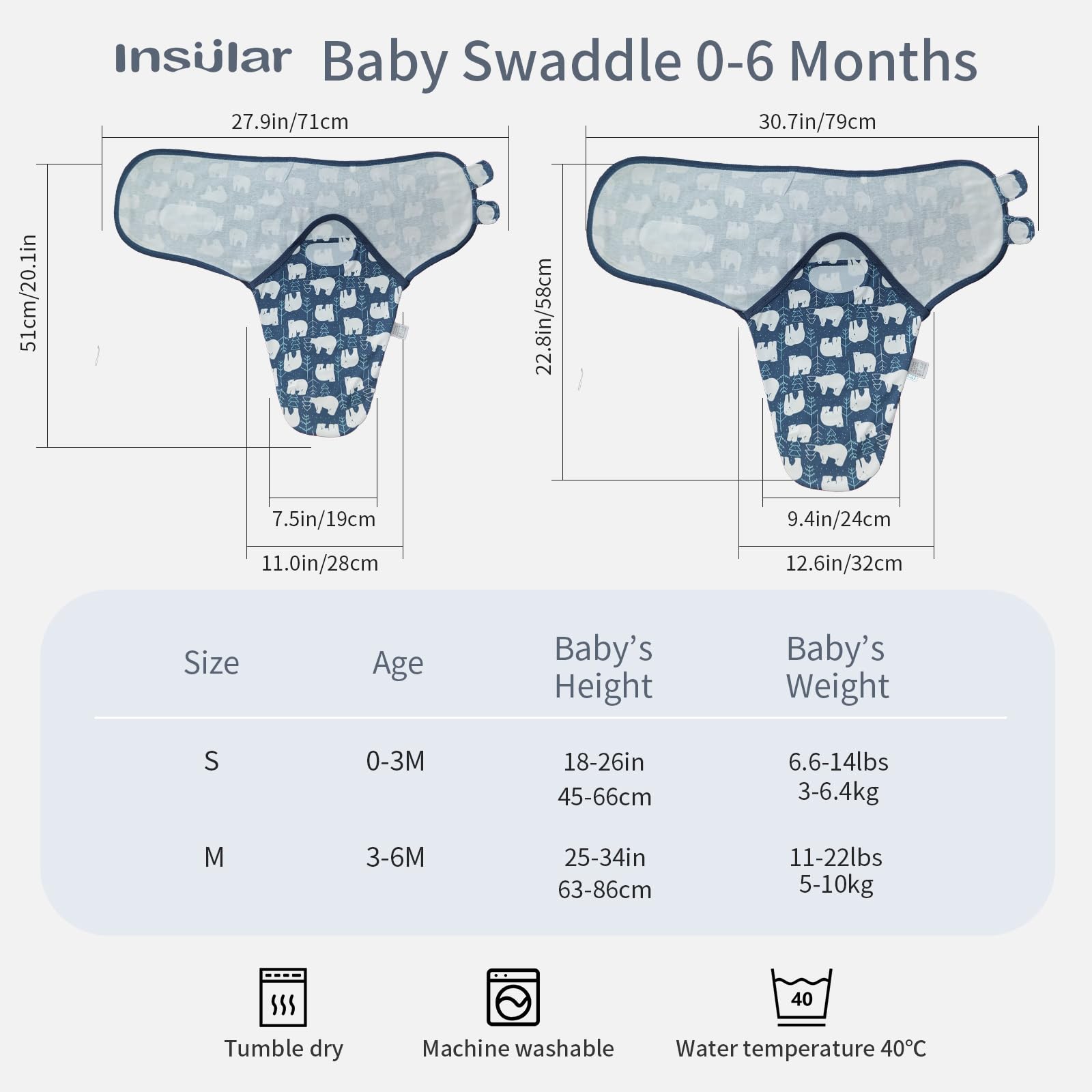 Bear-design swaddle pack includes three gift-ready designs for baby showers.