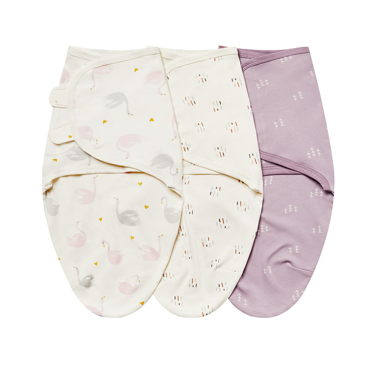 Insular Baby Swaddle Wrap Beige Swan pack front view showing gentle swaddling option