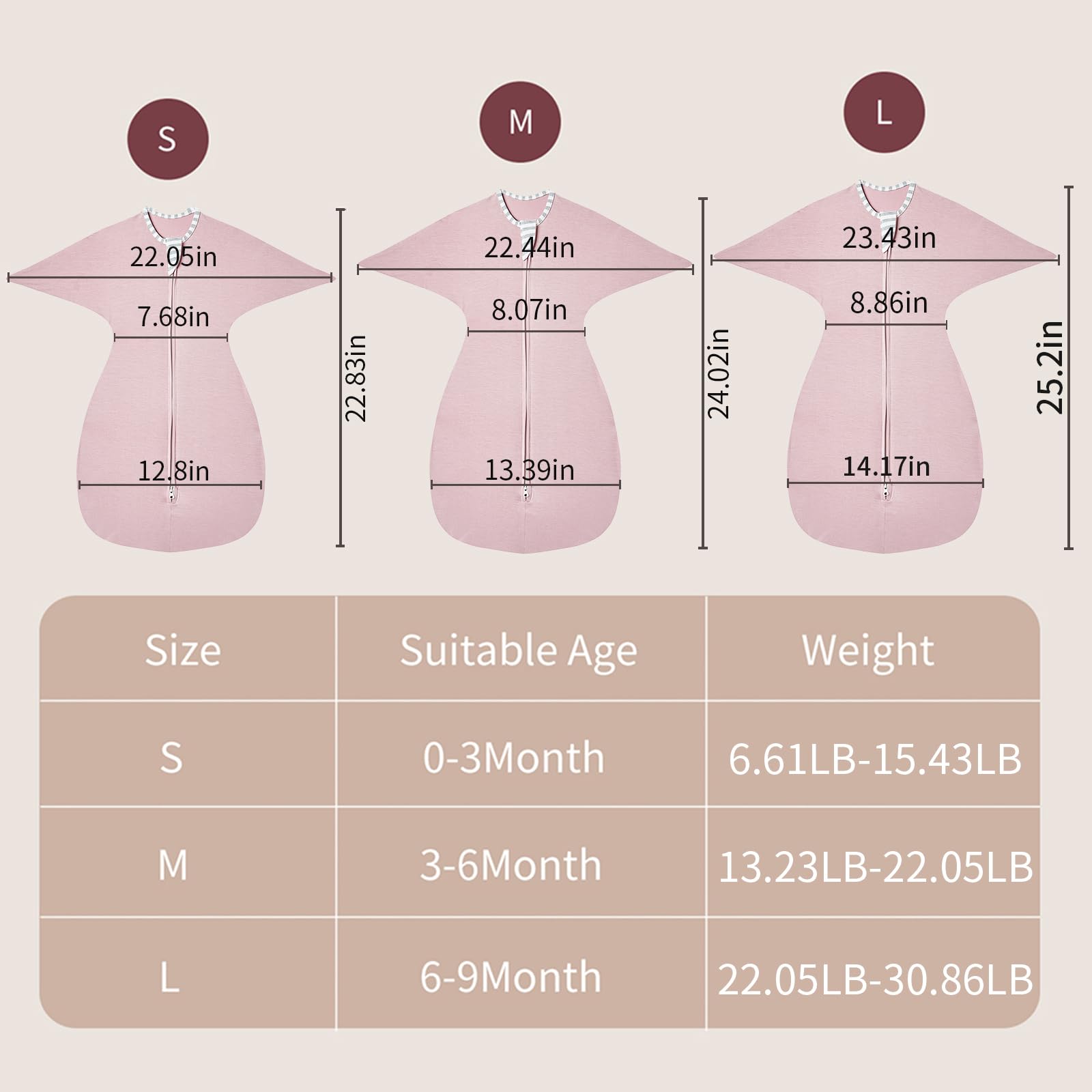 Insular swaddle suitable for 3-6 months with light purple color.