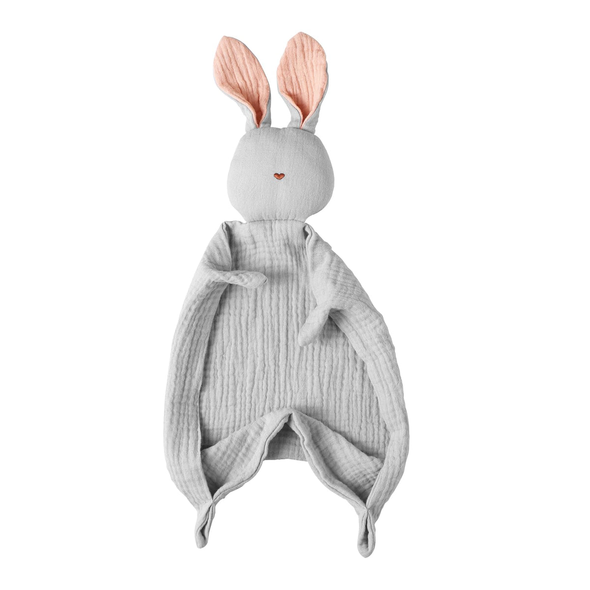 Insular Bunny Lovey close-up texture shows soft organic muslin for baby comfort.