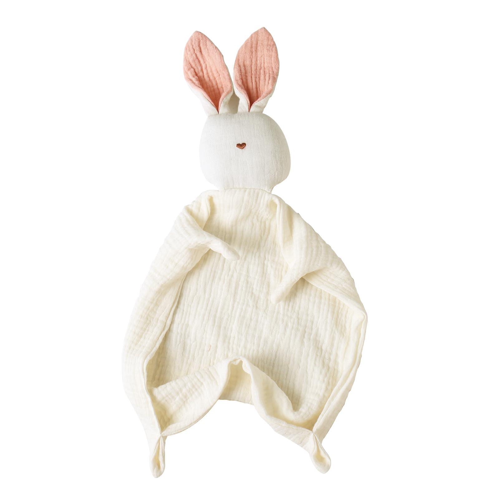 Insular Bunny Lovey close-up of embroidered nose for gentle baby comfort.
