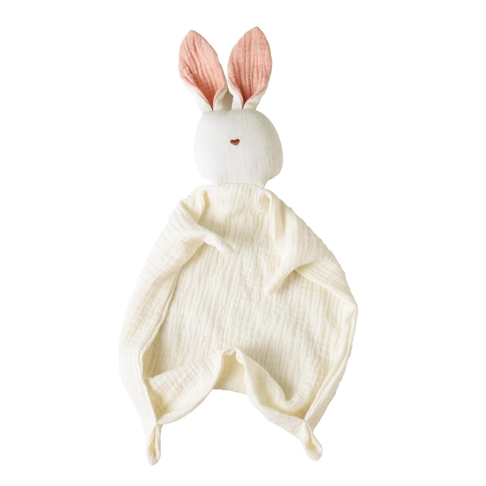Insular Bunny Lovey close-up of embroidered nose for gentle baby comfort.
