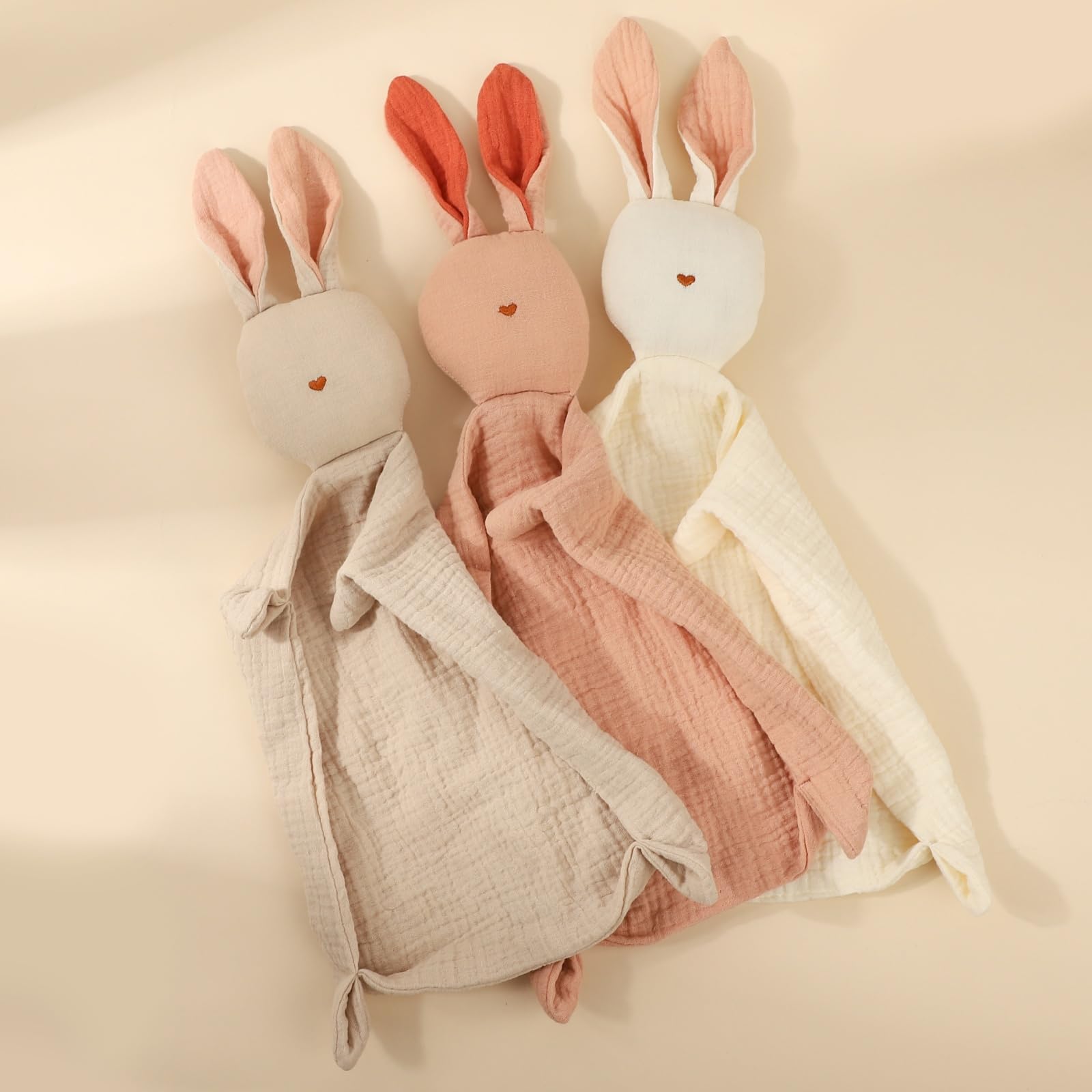 Insular Bunny Lovey four-layer muslin for breathable softness.
