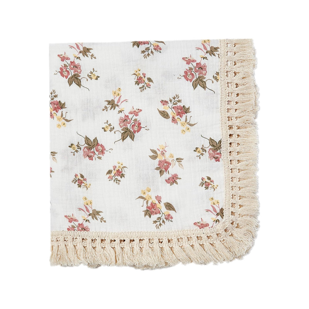 Insular cotton muslin baby blanket with tassel fringe for breathable everyday use