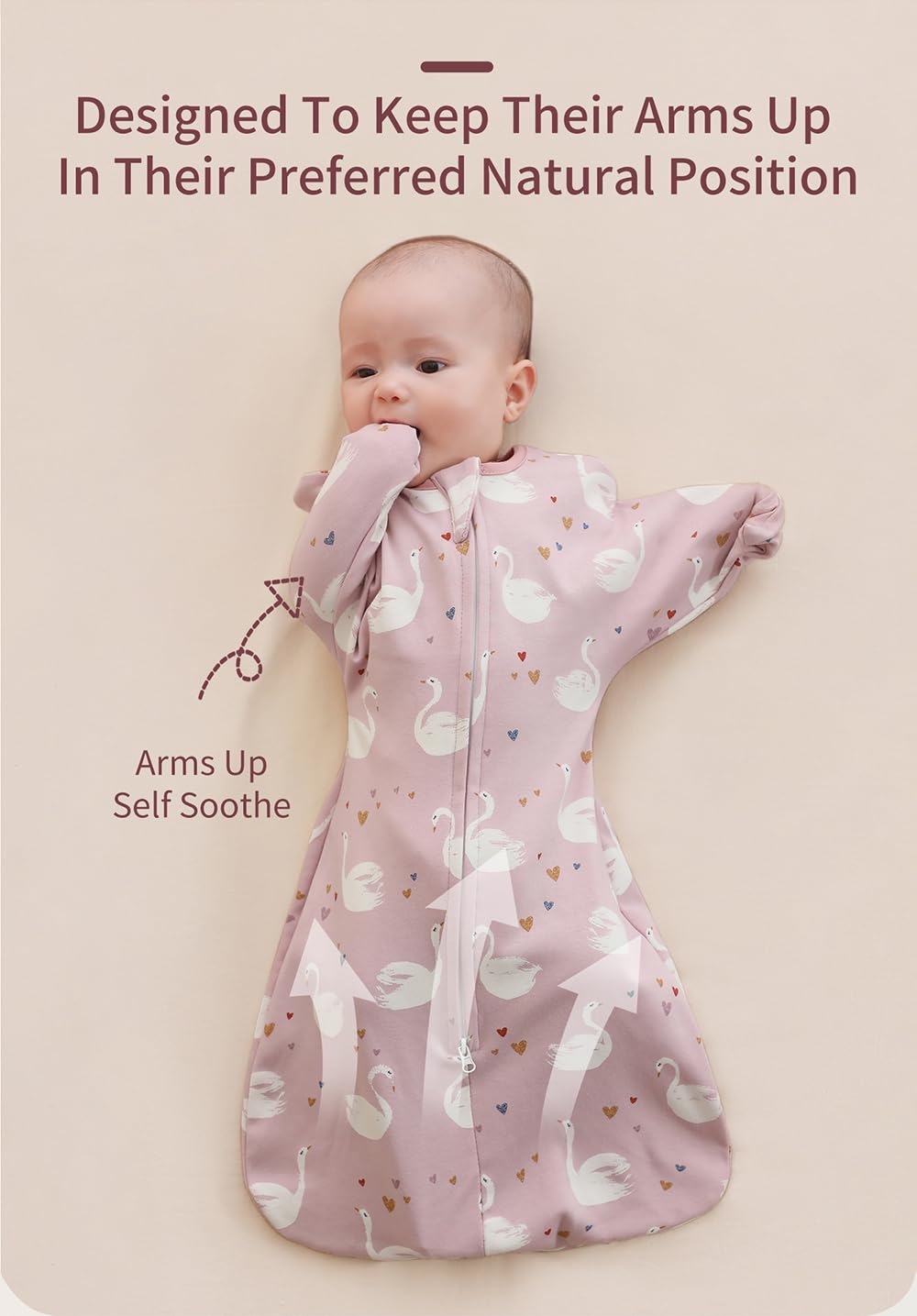 Insular dachshund-pattern swaddle offers cozy style with gentle snug fit.