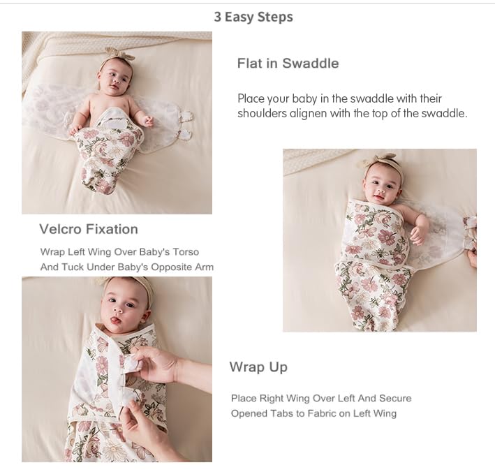 insular Floral design 3-pack swaddles add versatile style for any baby.