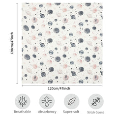 Insular Muslin Swaddle Blanket Space Blue pattern adds charm while keeping baby cozy