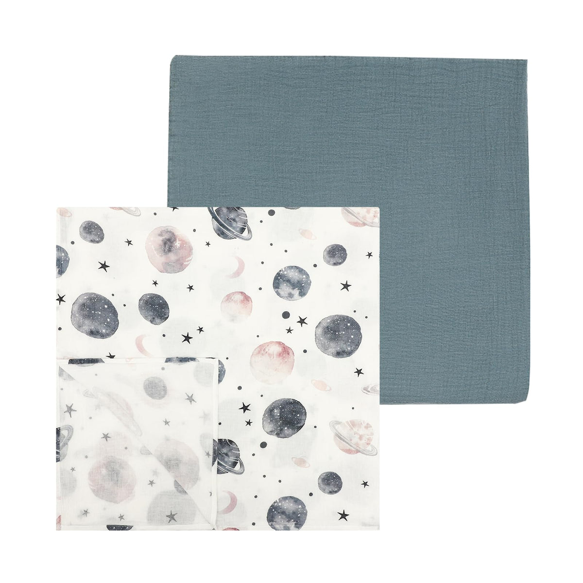 Insular Muslin Swaddle Blanket Space Blue solid offers breathable softness for newborns
