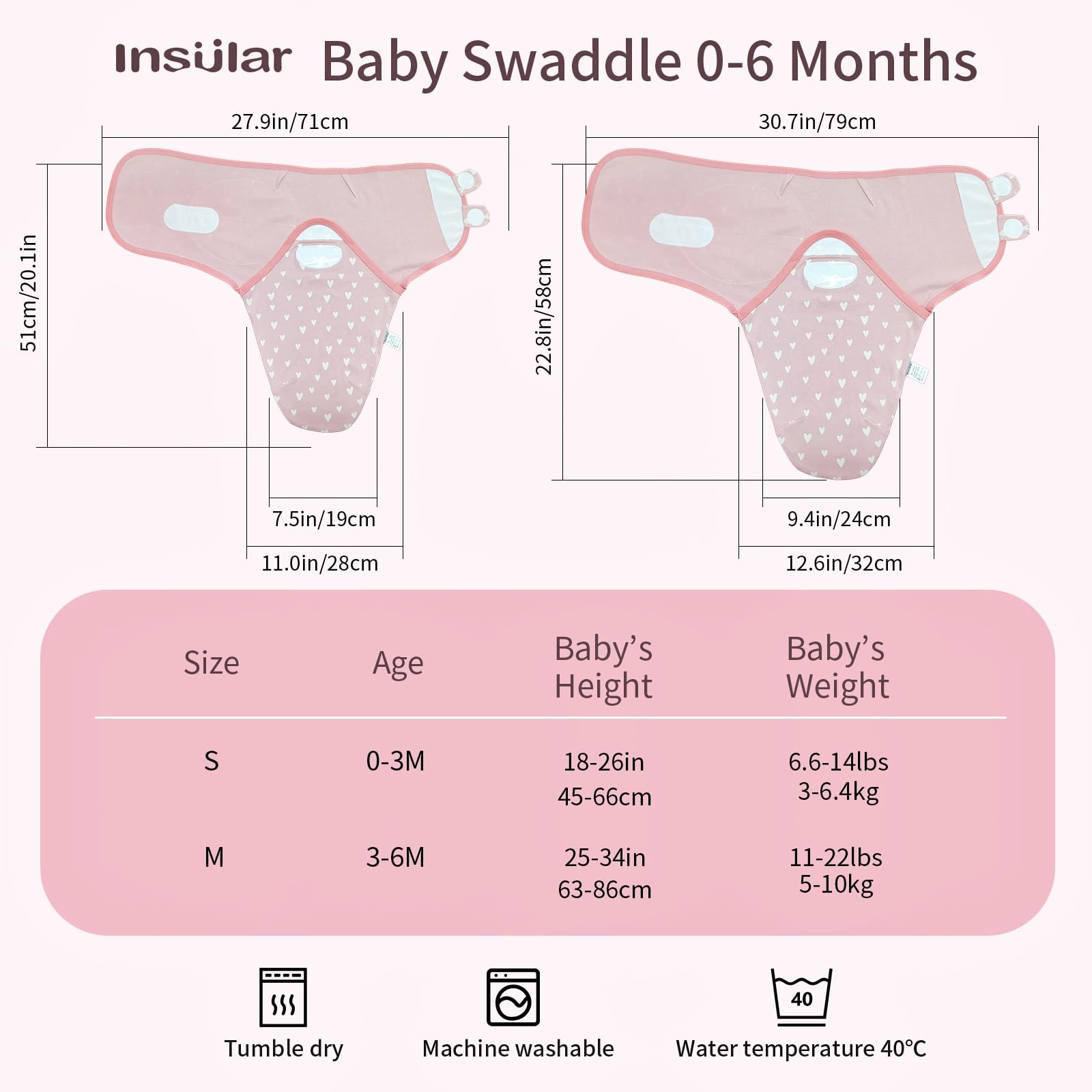 Insular safe-sleep design has no zippers or snaps for gentle use.
