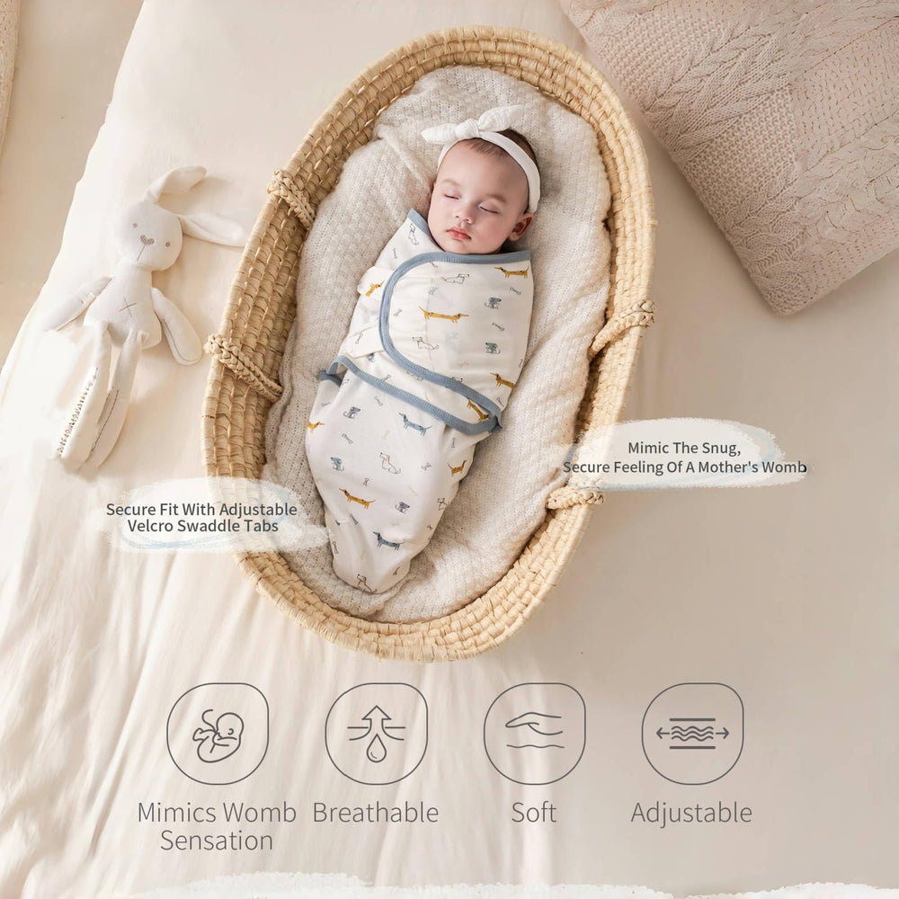 Insular swaddle blanket with adjustable Velcro for secure swaddling