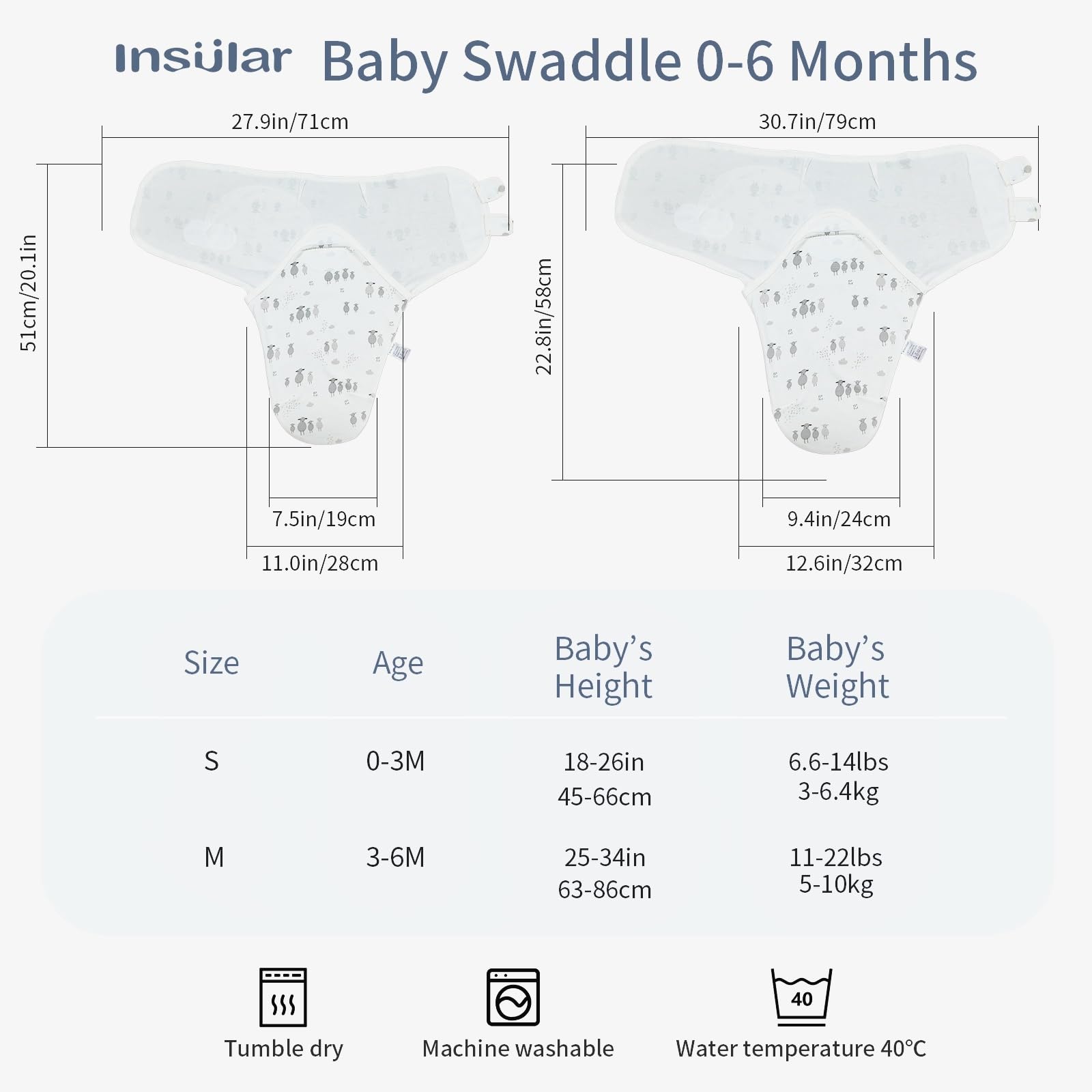 Insular 3-pack beige sheep swaddles offer versatile styling