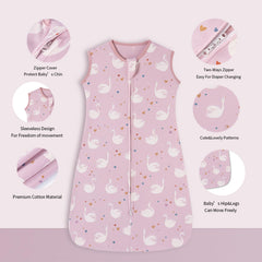Insular two-pack cotton sleep sacks provide warm coverage and easy outfit changes.