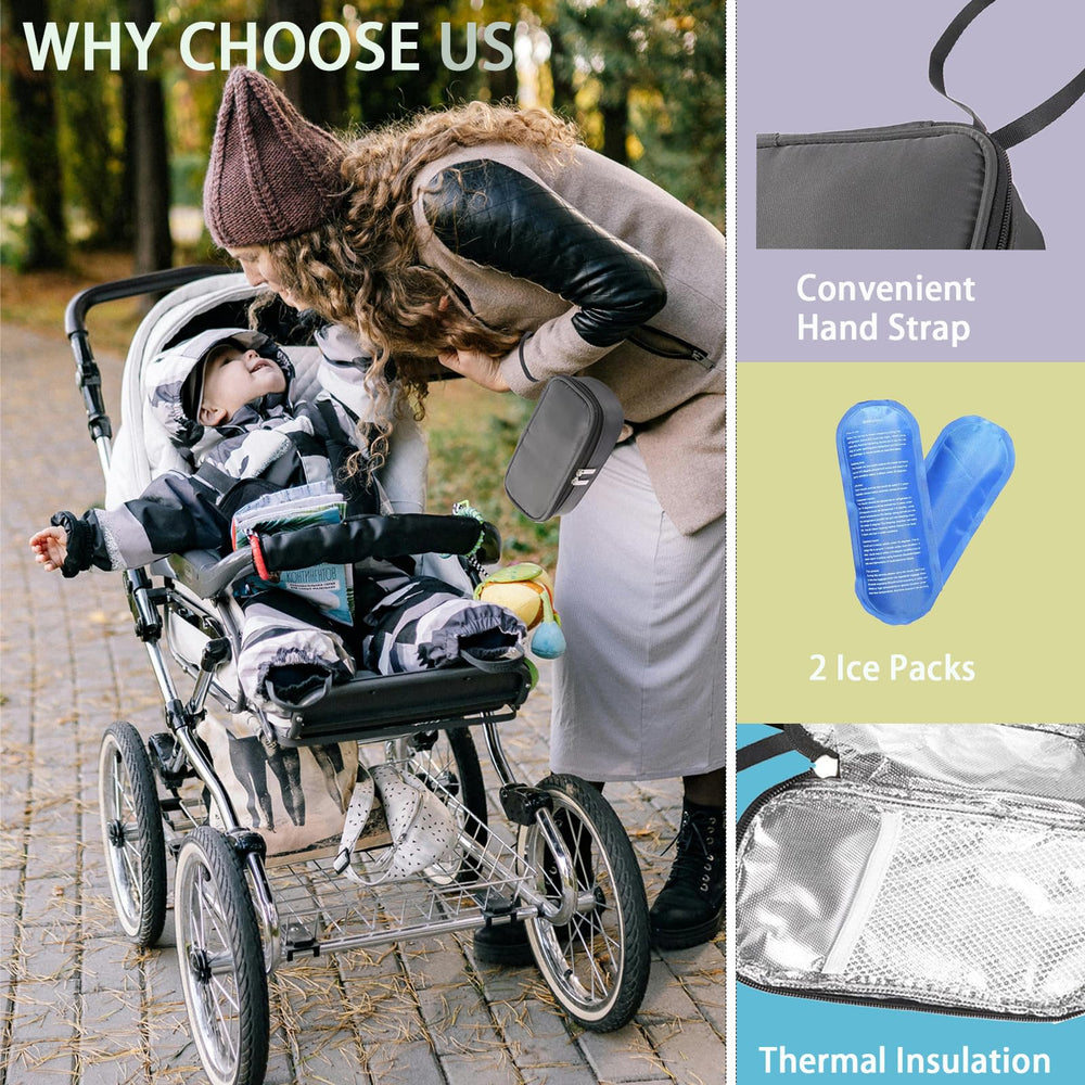 Insulated Breastmilk Cooler Bag pink, rugged zipper for reliable access.