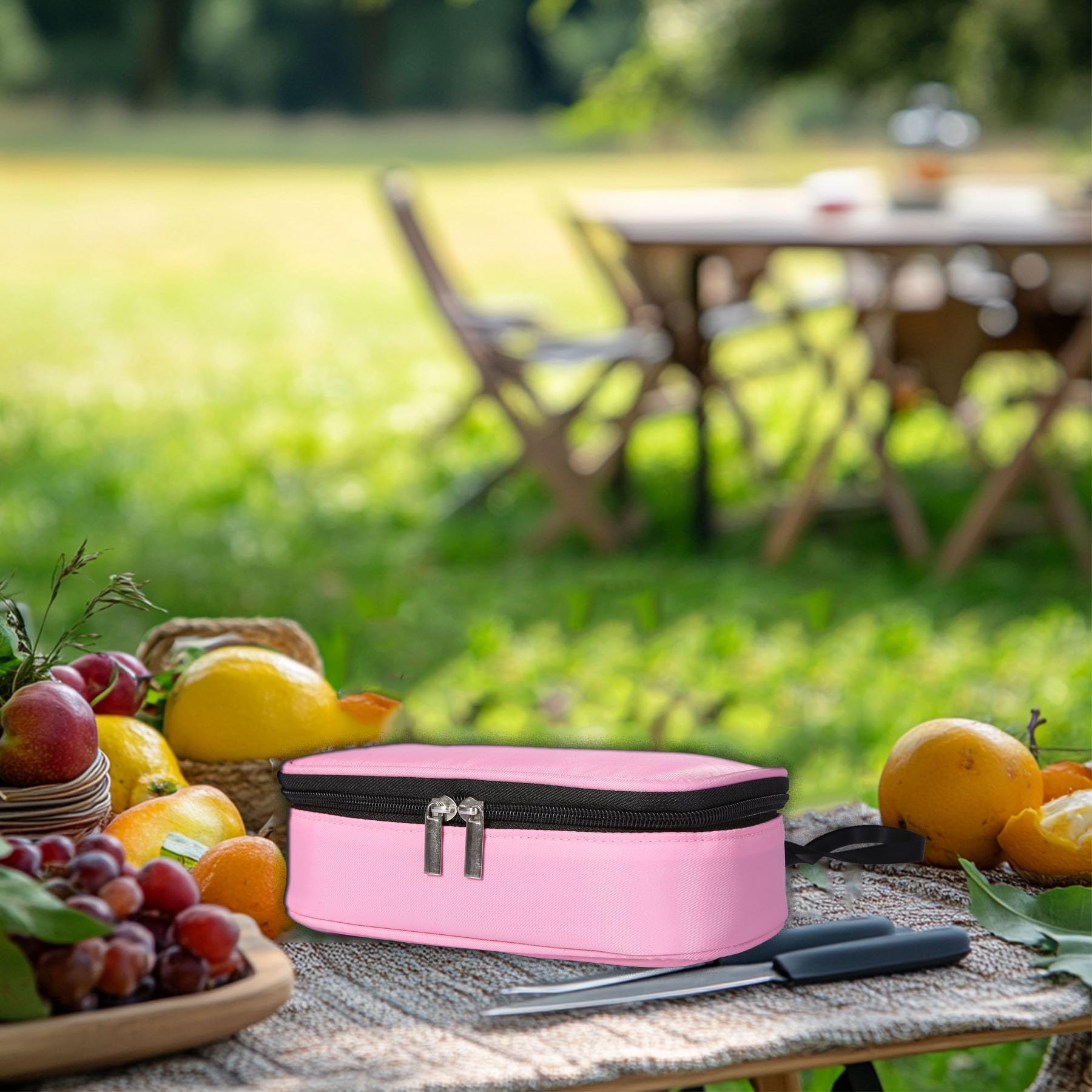 Insulated Breastmilk Cooler Bag pink, water-resistant exterior reduces spills during travel.