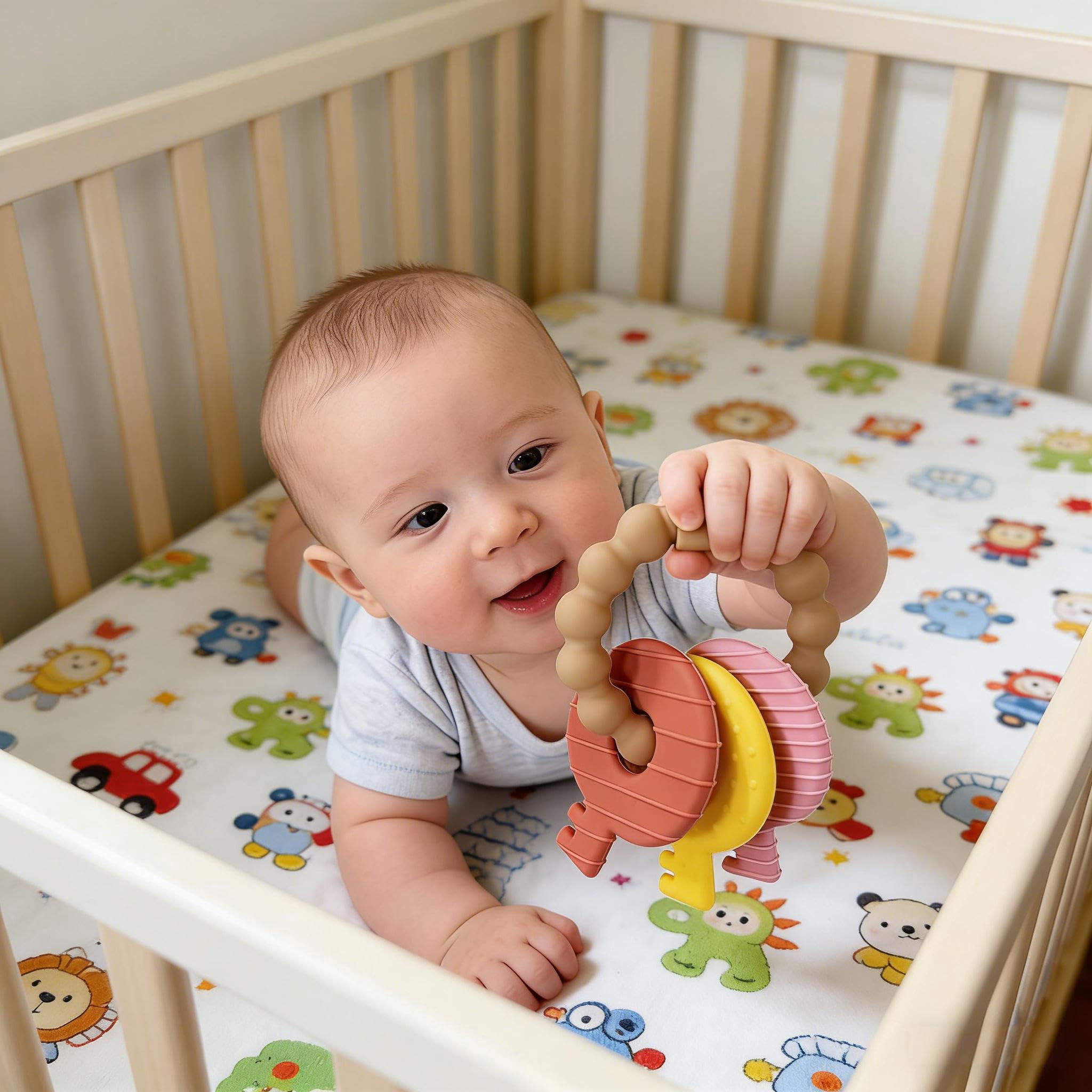 Intatikoo teether dishwasher-safe for quick cleanup.
