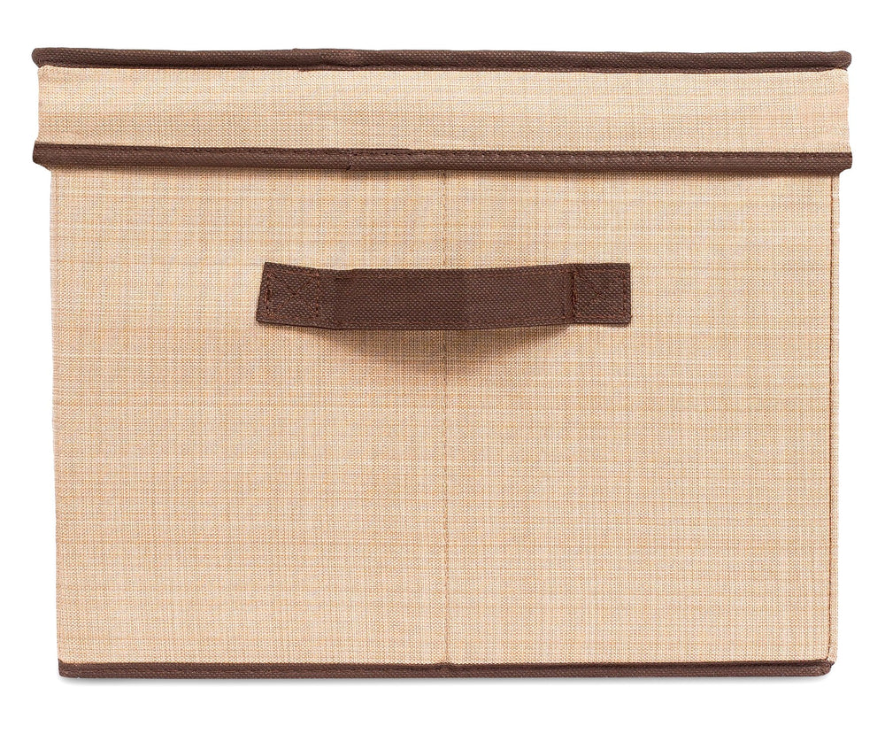 Internet's Best Brown storage bin in closet organization setup