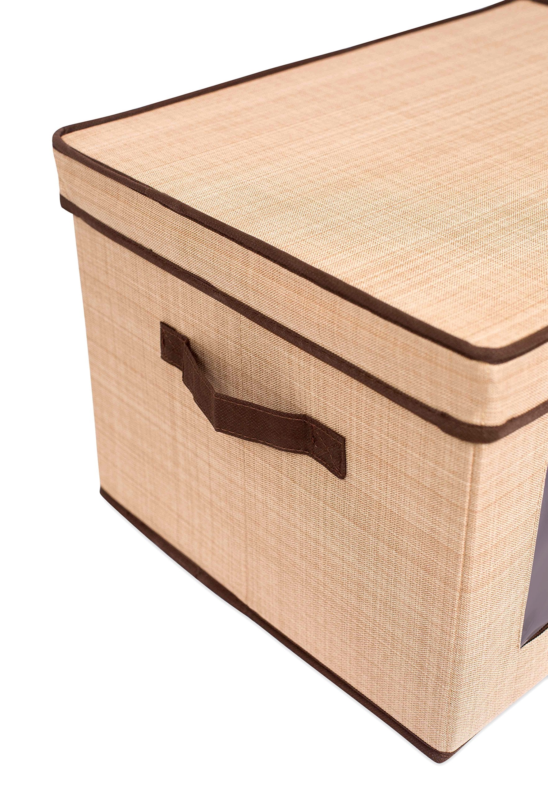 Internet's Best Brown storage bin open lid for easy access to items