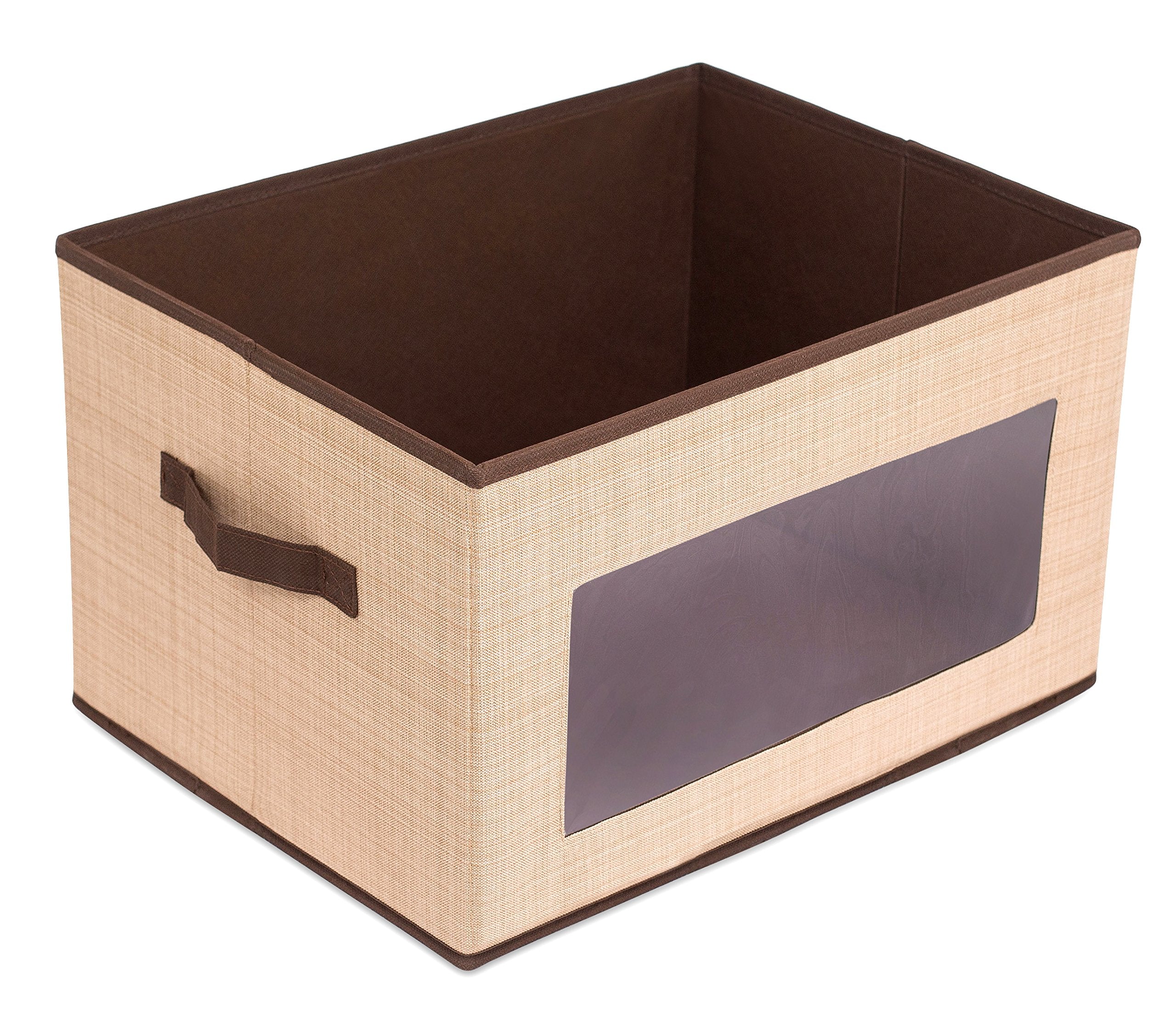 Internet's Best Brown storage bin clear window view for quick identification