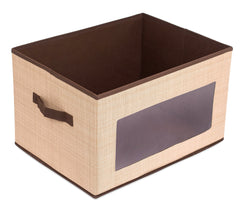 Internet's Best Brown storage bin clear window view for quick identification