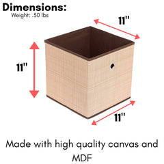 Internet's Best brown canvas storage bin, front view, roomy interior ideal for blankets and toys.