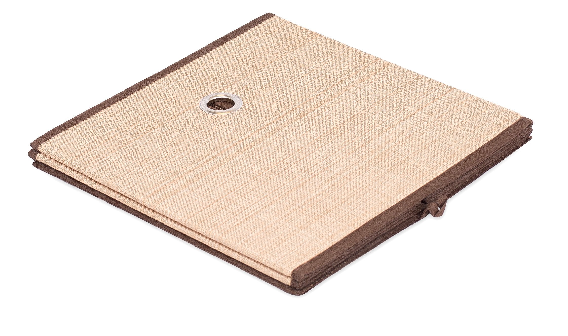 Internet's Best canvas storage bin in a closet demonstrates organized storage.