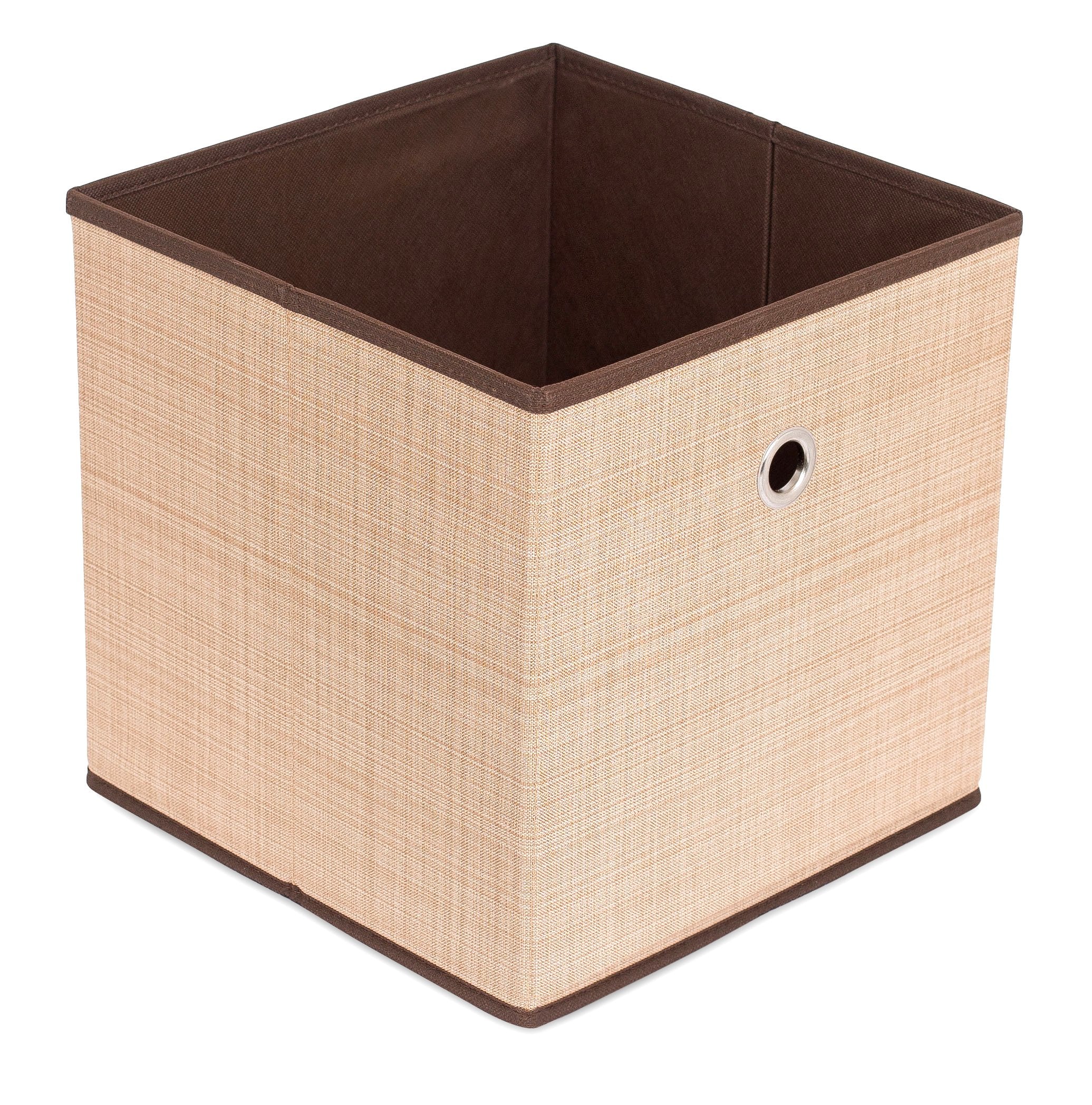 Internet's Best canvas storage bin close-up shows durable side stitching for lasting use.