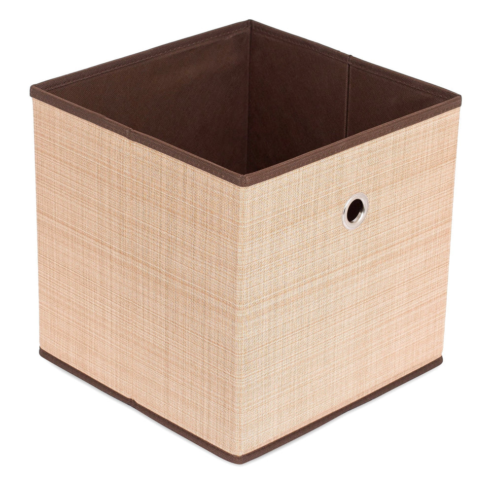 Internet's Best canvas storage bin close-up shows durable side stitching for lasting use.