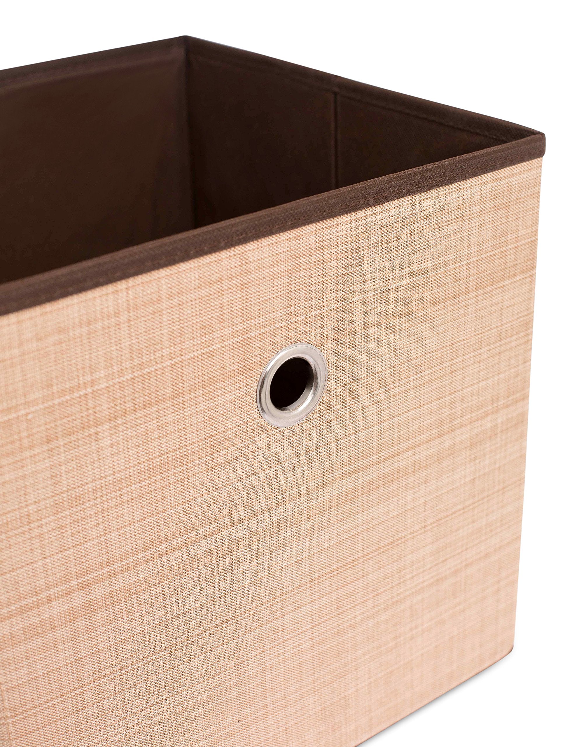 Internet's Best canvas storage bin folded flat shows easy collapse.