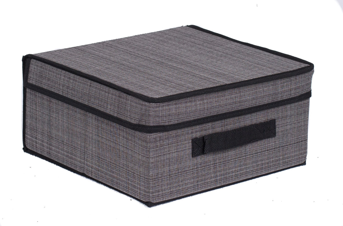 Internet's Best Grey storage bin on a shelf, sturdy design for everyday organization.