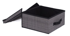 Internet's Best Grey storage bin with lid keeps items protected and neatly stacked.