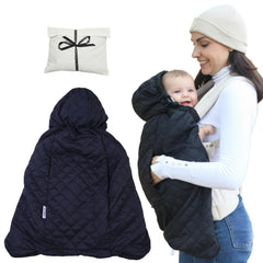 IntiMom baby carrier cover with detachable hood for versatile winter warmth.