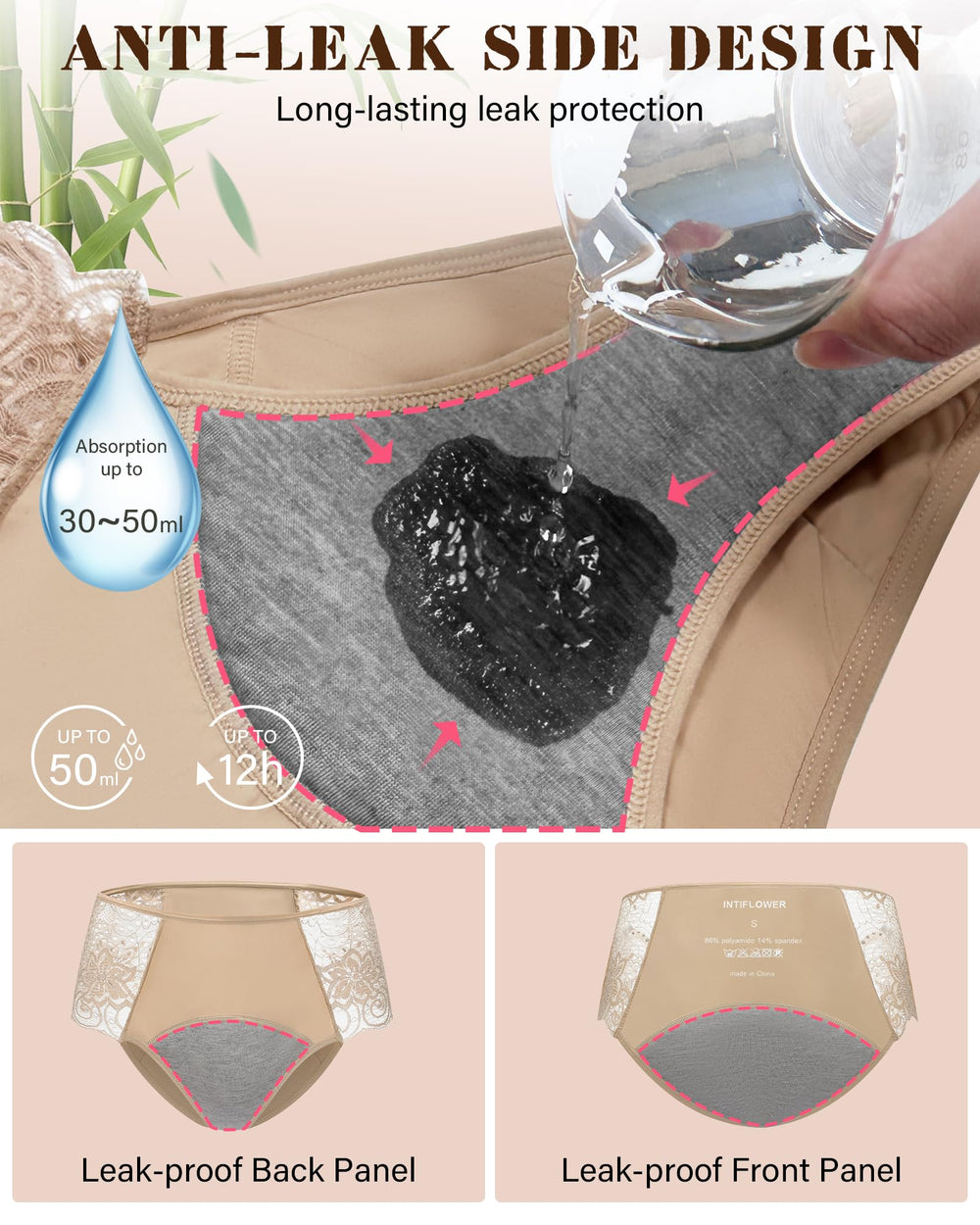 Intiflower soft fabric underwear suitable for sensitive skin and daily use.