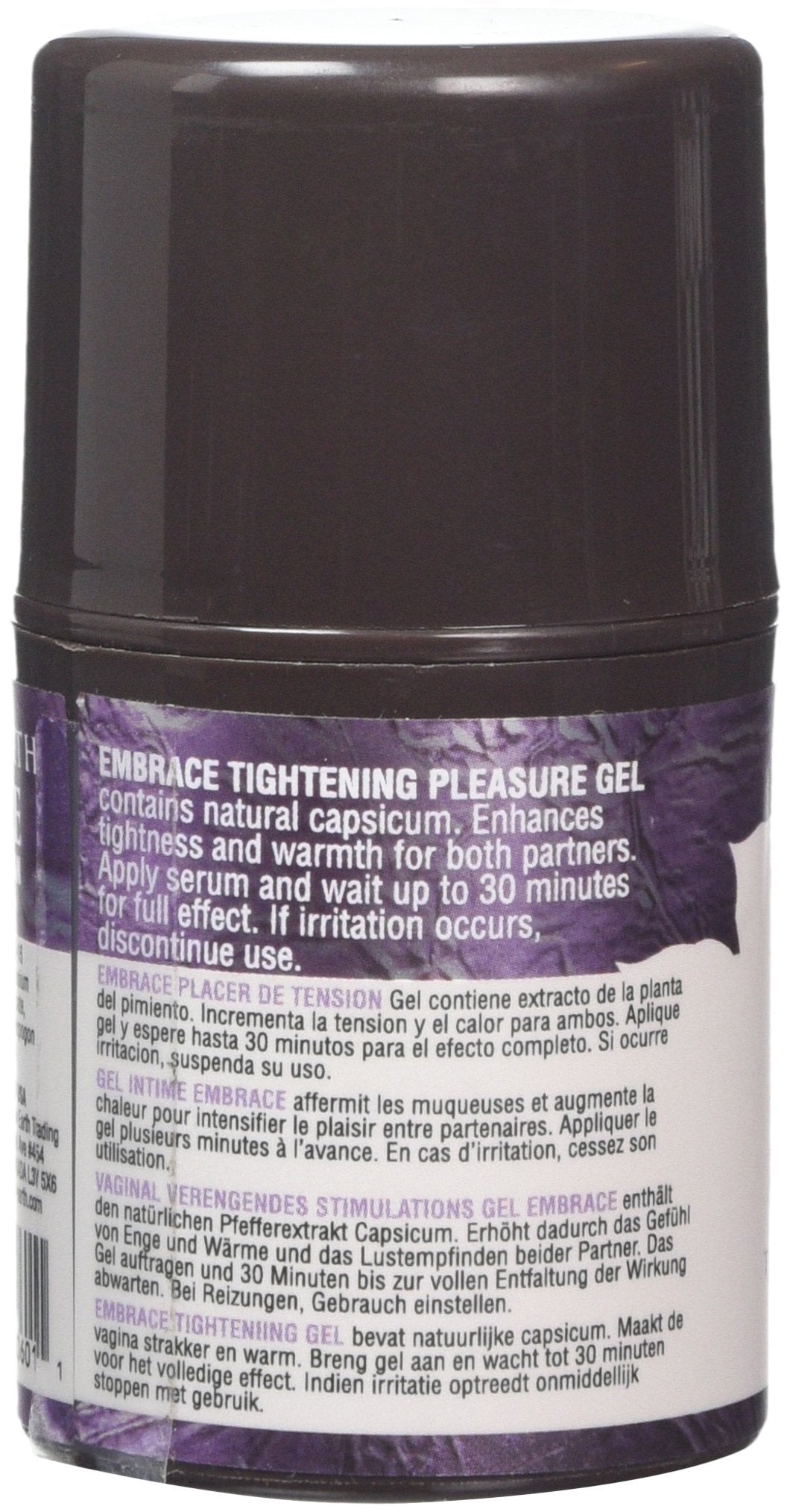 Intimate Earth Embrace Tightening Gel application demonstrates quick, discreet use.