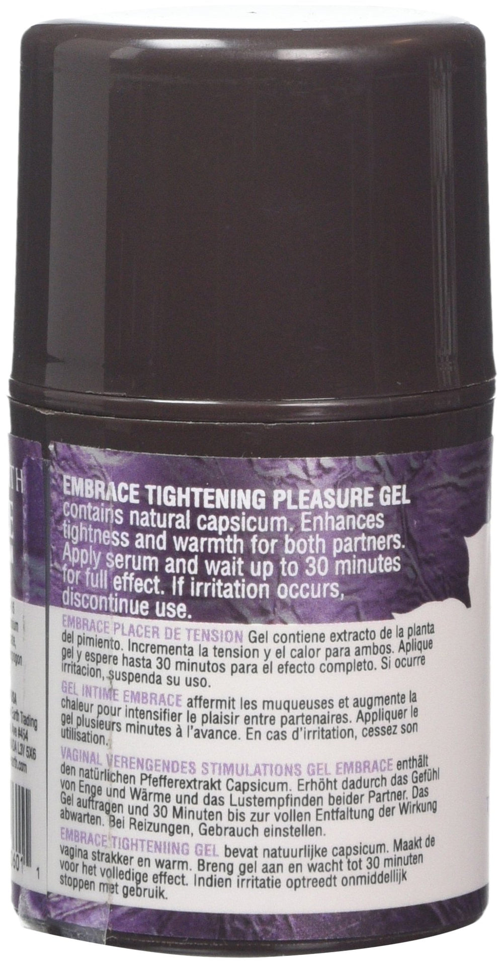 Intimate Earth Embrace Tightening Gel application demonstrates quick, discreet use.