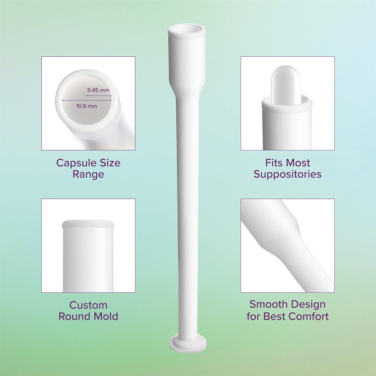 Intimate Rose applicator with round-tip design for comfortable insertion.