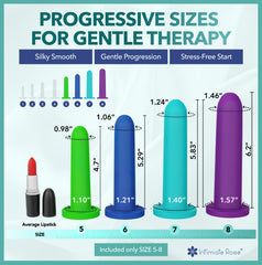 Intimate Rose dilator base with logo reducing friction during use