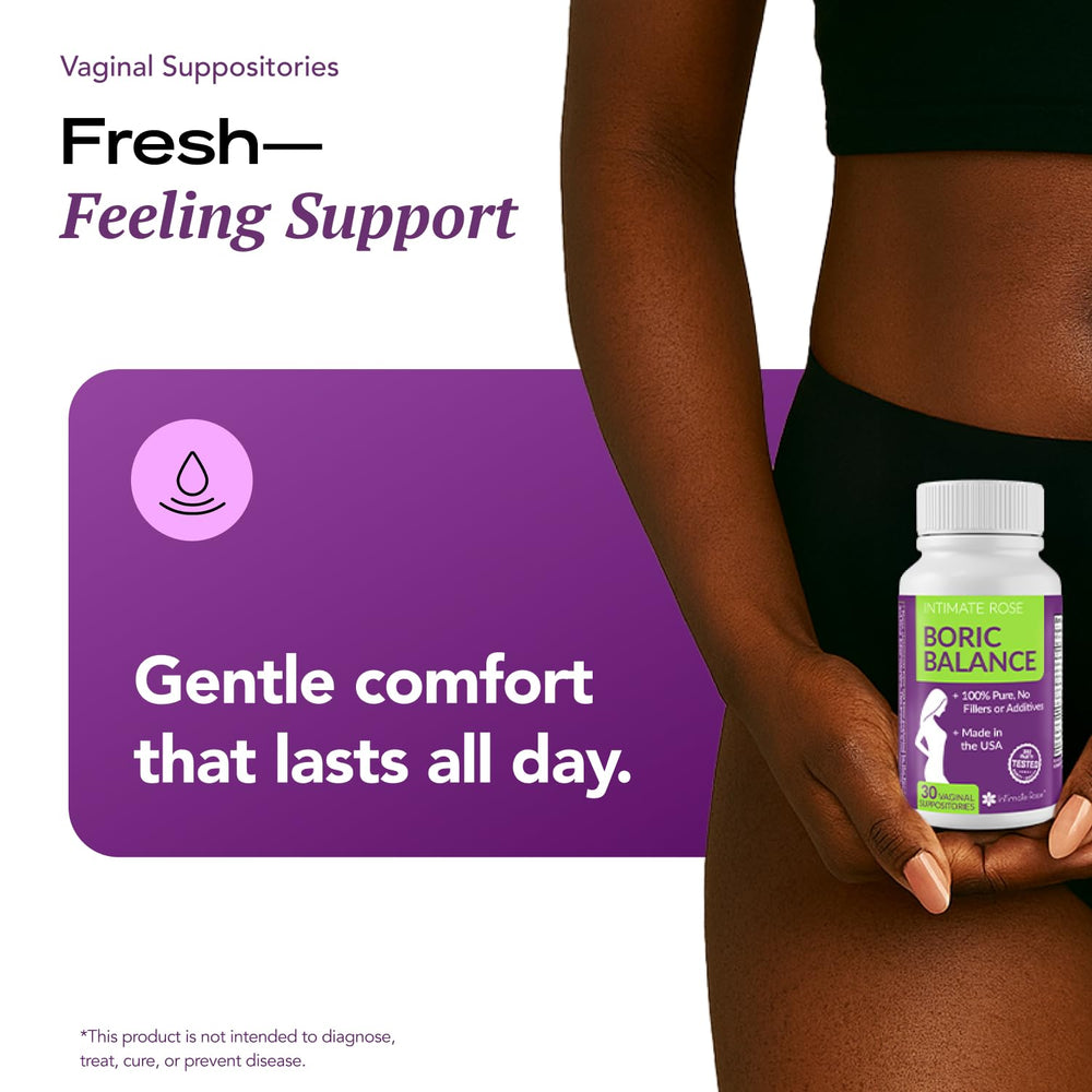 Intimate Rose vegan capsules closeup showcasing pure, gentle formula for everyday freshness.