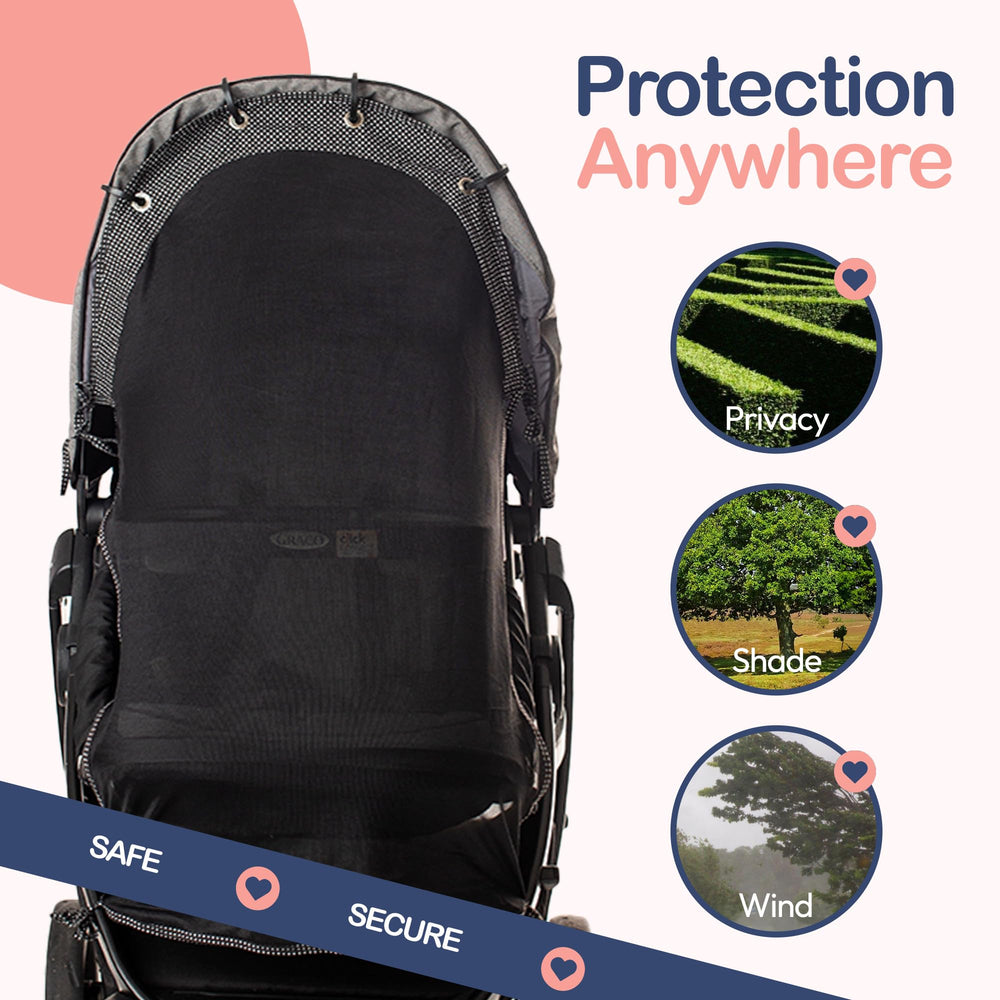 IntiMom rain and sun shield helps keep baby comfortable during outdoor adventures.