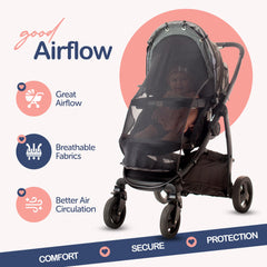 IntiMom see-through breathable sunshade demonstrates airflow during sunny strolls.