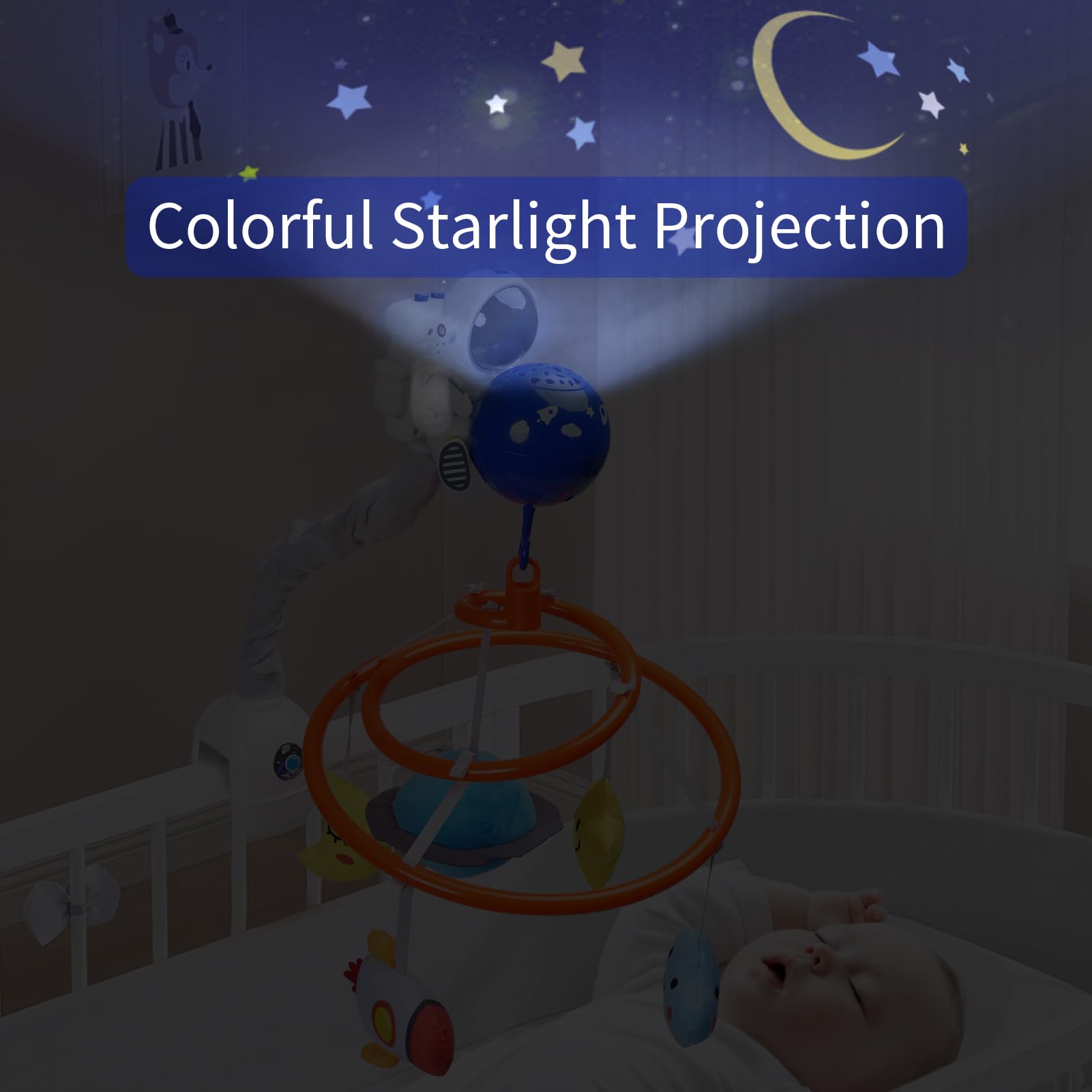 INTMEDIC Easy-install crib mobile fits standard rails for quick setup