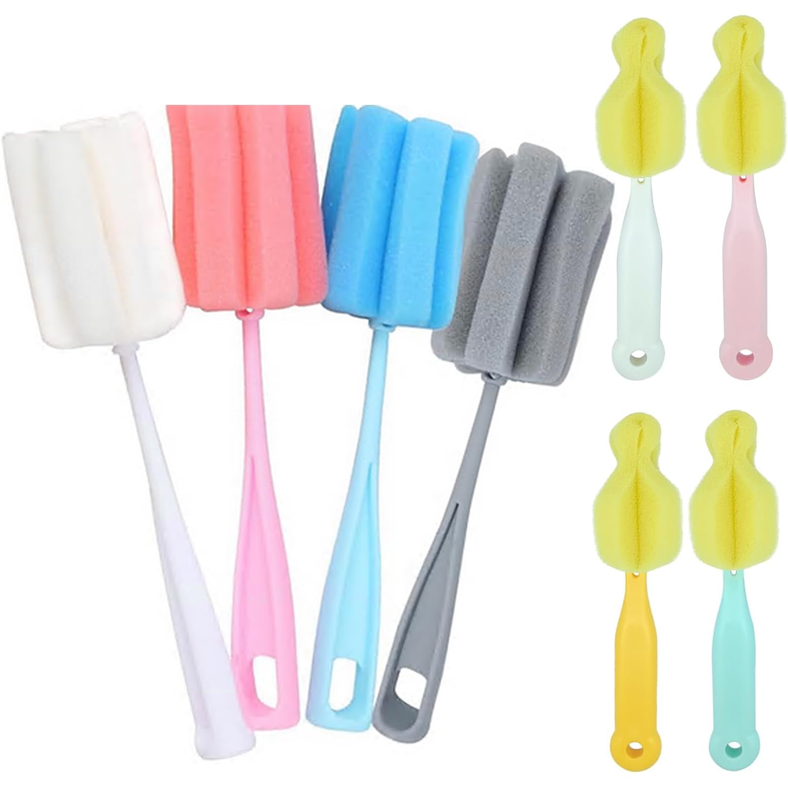 INVODA bottle brush long handle with soft sponge cleans bottles gently.