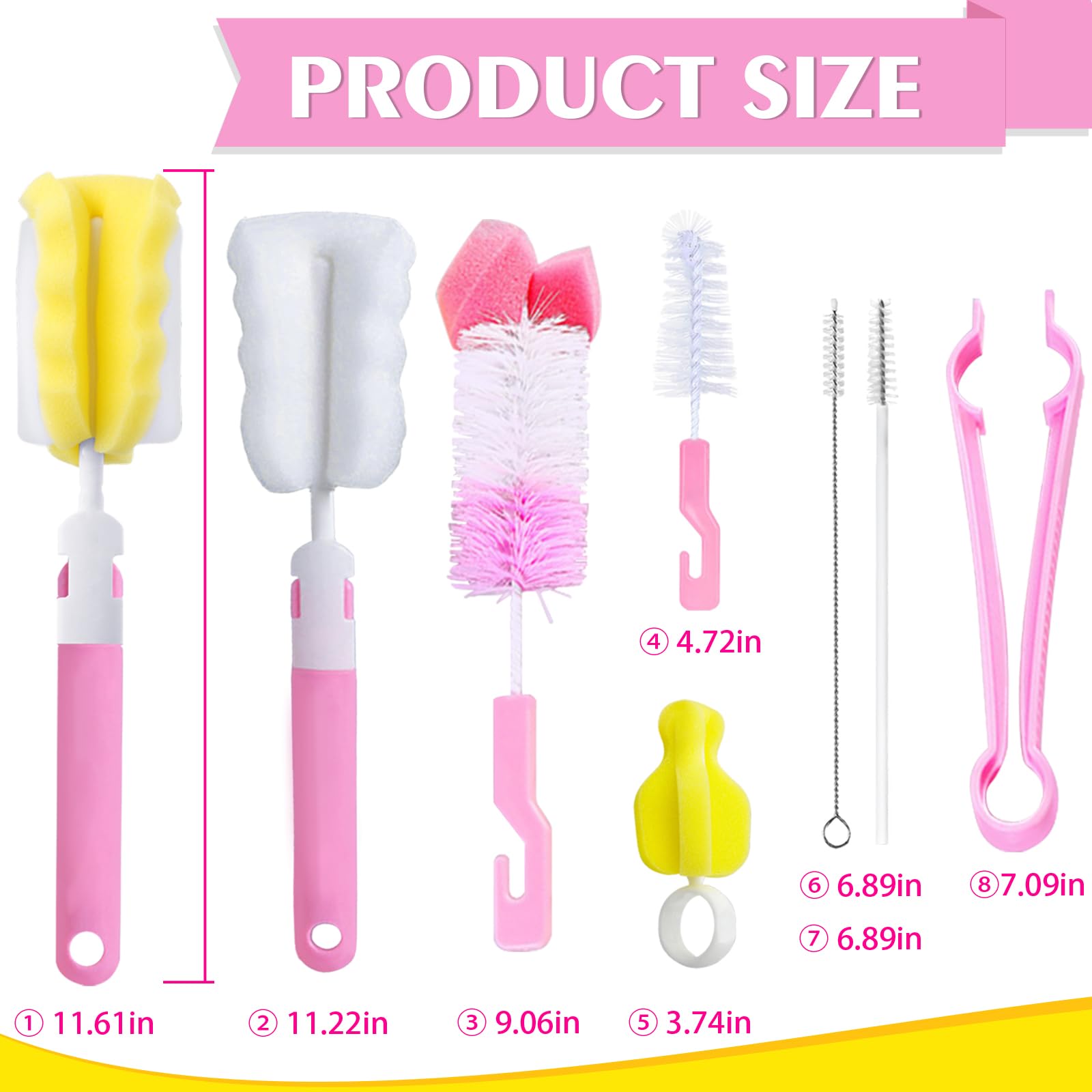 INVODA sponge and nylon bottle brush for versatile cleaning tasks.