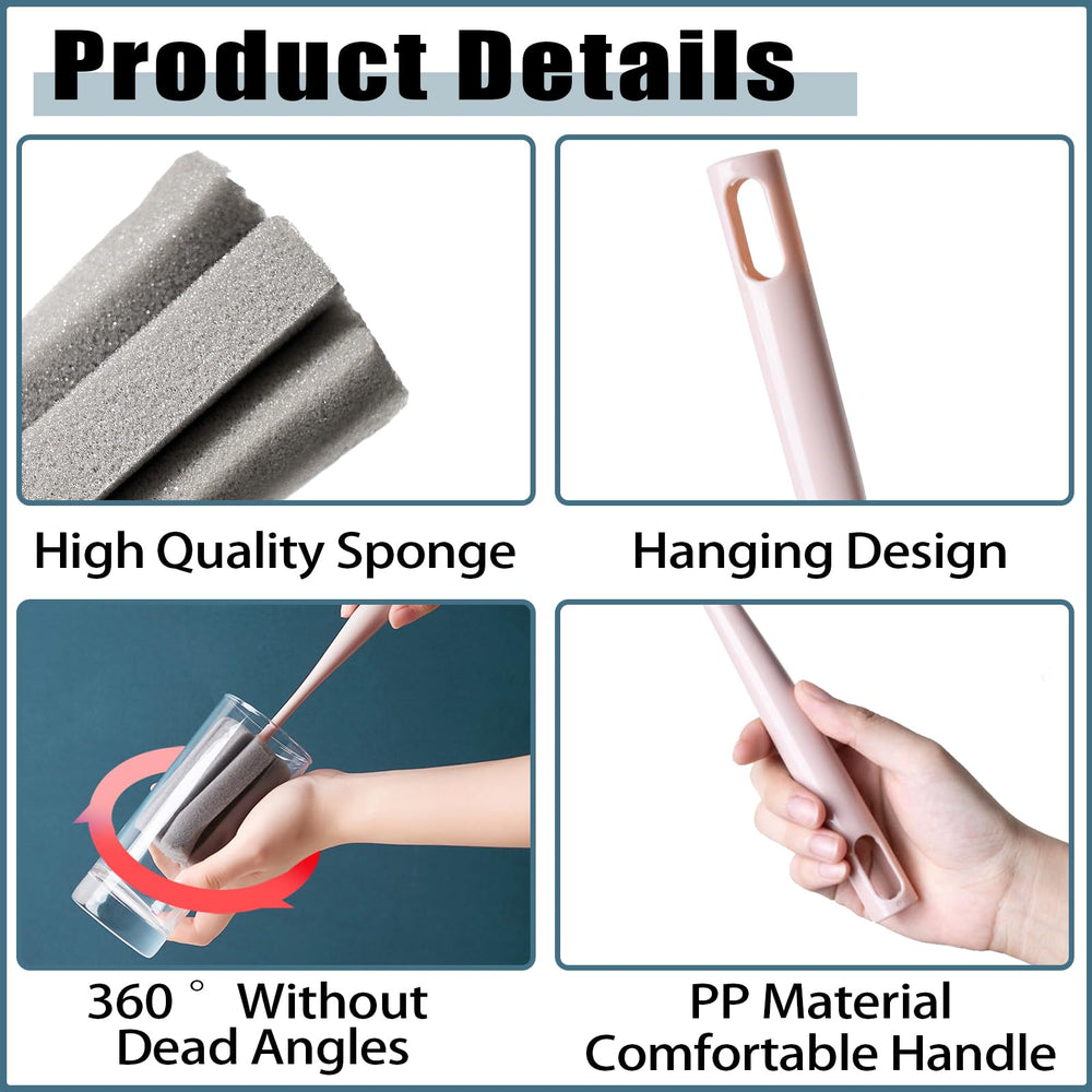 INVODA soft sponge head removes residues without scratching delicate glassware.