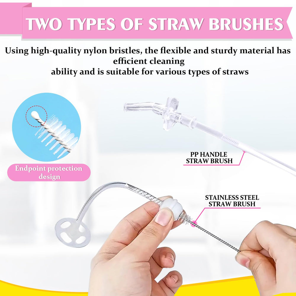 INVODA plastic straw brush for quick straw cleaning.
