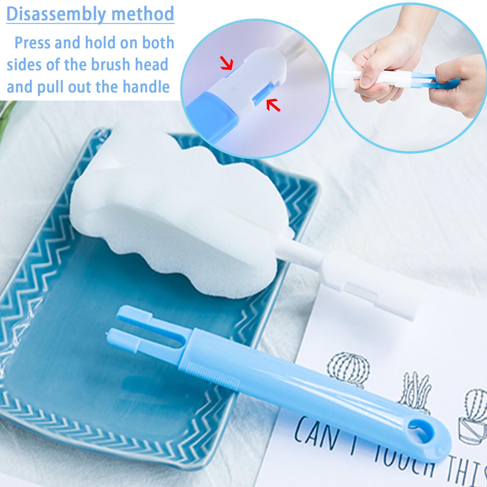 INVODA portable bottle brush disassembled to a compact travel-ready size.