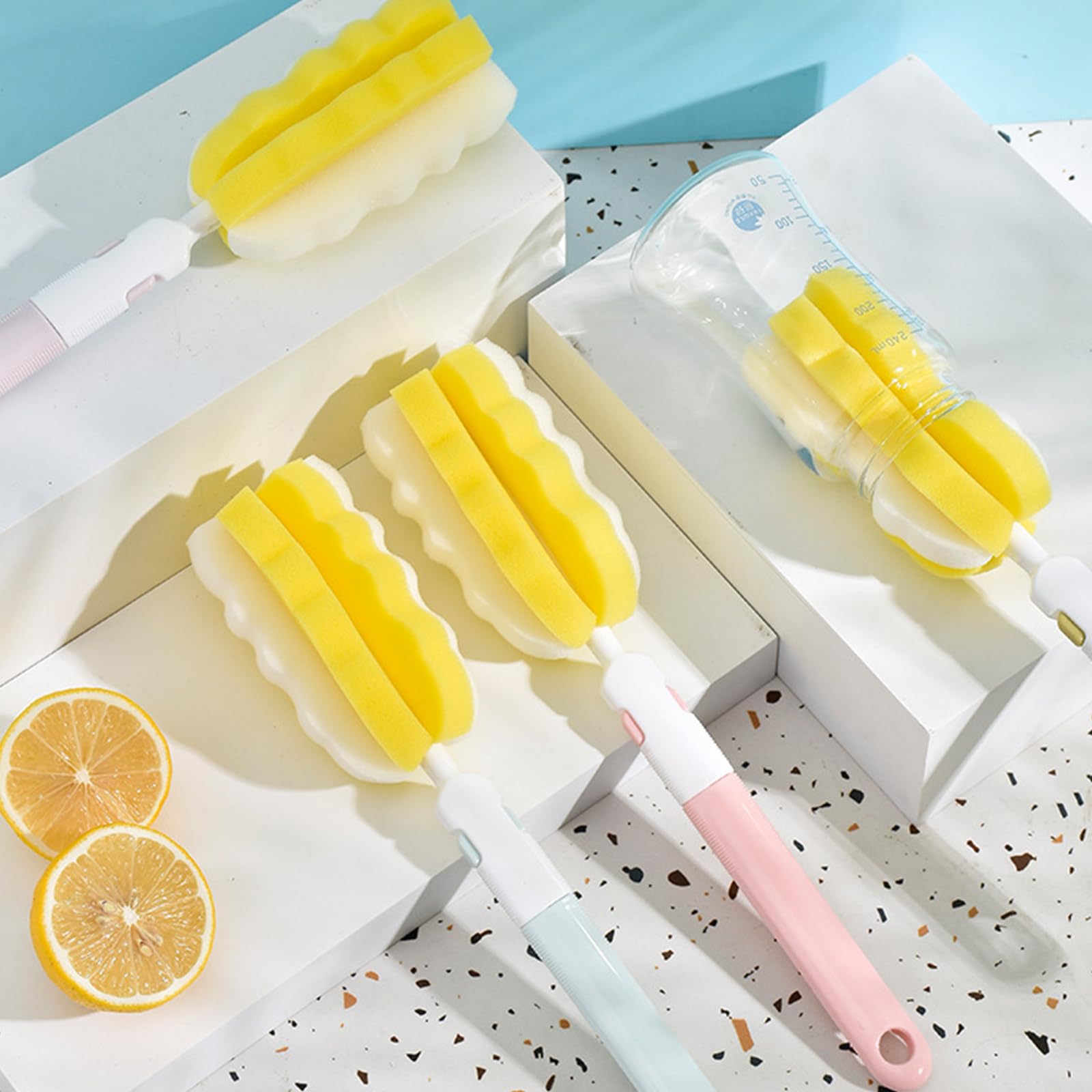 INVODA soft sponge cleans without scratching fragile glassware.